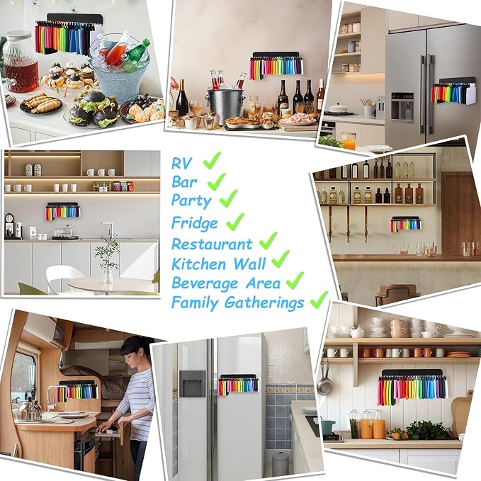 RESOVO Can Cooler Sleeves Holder Magnetic for Fridge, Beer Sleeves Dispenser Organizer for Storage w/ 25 Hooks, with Screws for Wall Mounted, for Holidays Wedding Party - Image 5