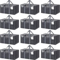 12 Pack Extra Heavy Duty Large Moving Bags with Strong Zipper, Gray | Comfortable Handles, Sturdy & Durable Clothes Storage Bags Totes Bins, Blue Packing Moving Boxes for College Supplies by Fygrip