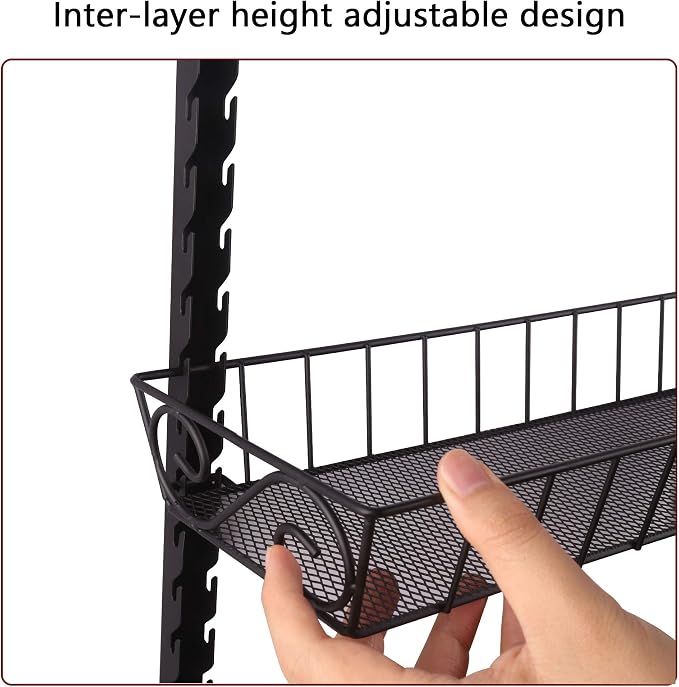 SWOMMOLY Wall Mount Spice Rack Organizer, 3-Tier Adjustable Dual-Use Shelf | Hanging Spice Rack Organizer, Kitchen Pantry Cabinet Storage Holder for Spices, Mason Jars, Bottles & Cans, Black - Image 4