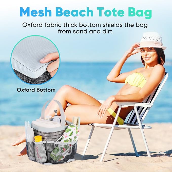 EUDELE 2 Pack Mesh Shower Caddy Portable for College Dorm Room Essentials, Shower Caddy Dorm with 9-Pocket Large Capacity,Shower Bag for Beach,Swimming,Gym - Image 6