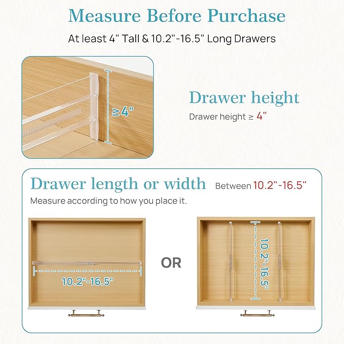 Vtopmart 18 Pack Drawer Dividers for Clothes, 4" High 10.2"-16.5" Adjustable Expandable Dresser Drawer Organizer, Clear Plastic Separators for Dresser, Baby Clothing, Underwear, Cosmetic, Toiletries | Expandable Dresser Drawer Organizer, Clear Plastic ... - Image 3