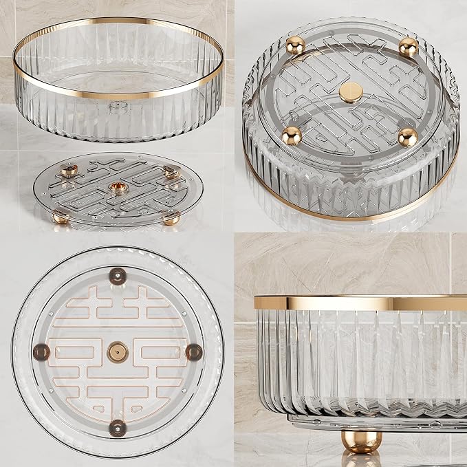 Clear Lazy Susan Pantry Organizers and Storage, 11” Turntable Organizer, Rotating Storage Rack for for Kitchen, Pantry,Cabinet, Dining Table,Fridge,Countertop,Vanity,Food Storage - Image 3