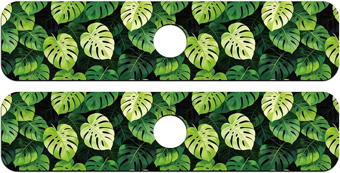 2 Pcs Kitchen Sink Splash Guard Faucet Mat Monstera Leaves Pattern Faucet Mat for Sinks Absorbing Drying Mats for Kitchen Bathroom - Image 8