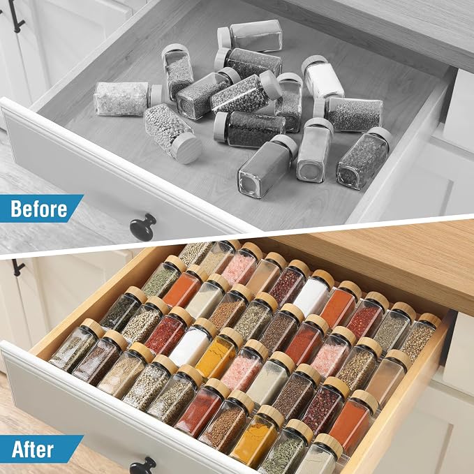 Spice Drawer Organizer 4 Tier, Acrylic Seasoning Organizer Rack, Large | Clear Spice Rack Tray, Kitchen Seasoning Jars Drawers Insert (Jars Not Included/ Expandable From 13" to 26") - Image 3