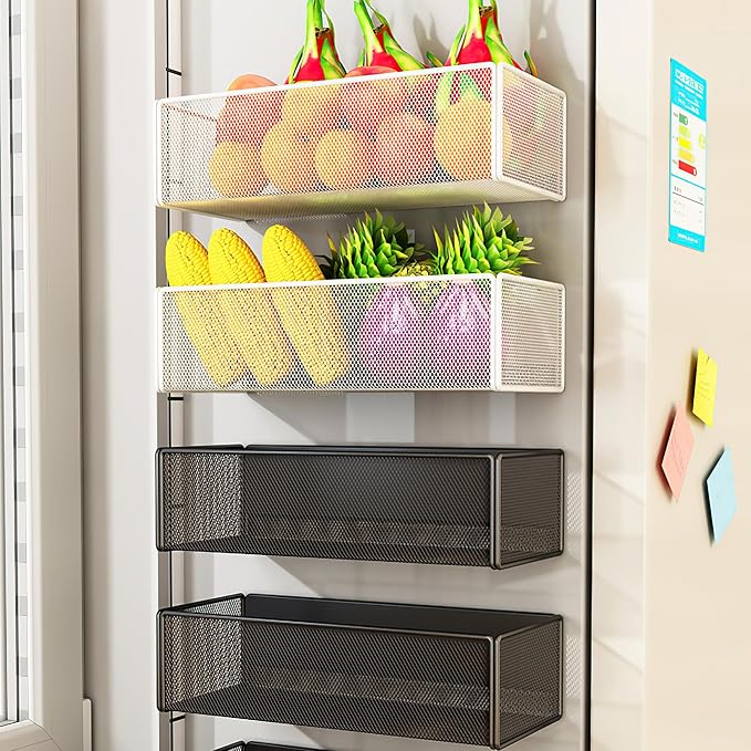 Magnetic Shelf Fridge Basket Bin for Washer Dryer Locker Whiteboard Cabinet | No Drilling No Assembly, Reusable Magnet Organizer Kitchen Laundry Storage Rack Container Holder Home Office Classroom - Image 3