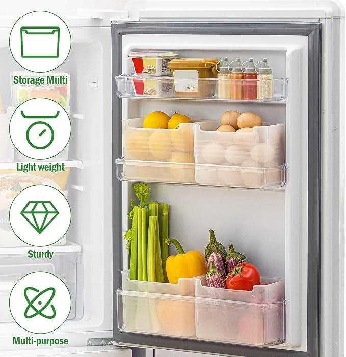 Refrigerator Organizer Box, Fridge Side Door Storage Containers Plastic Translucent Pack of 4 - Image 2