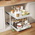 Abalter Expandable Pull Out Cabinet Organizer, 2-Tier Slide Out Drawer for Kitchen Cabinets, Adjustable Width 12–18.5", Slide Out Shelves for Kitchen, Bathroom, Pantry, Heavy Duty Caddy(White) by Abalter