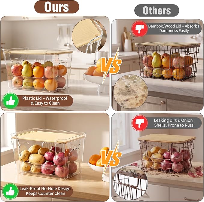 ONEDONE Pantry Organizers and Storage - 2 Set Potato and Onion Storage Bin | Stackable Trash Bag Dispenser,Clear Storage Bins for Onion Potato Fruit,Garbage Bag Dispenser,Kitchen Under Sink Organizer - Image 8