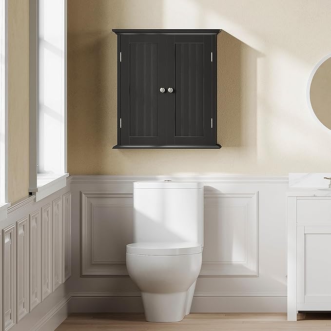 ChooChoo Bathroom Wall Cabinet Set of 2, Over The Toilet | 8.8"D x 21.1"W x 24"H, Medicine Cabinet, 2 Door and Adjustable Shelves, Cupboard, White - Image 2