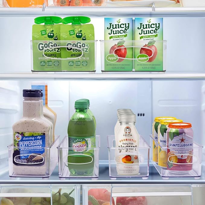 Sorbus Stackable Refrigerator Organizer Bins - Set of 4 Clear Storage Bins for Kitchen Pantry, Freezer & Fridge Organization - Food Organizing Plastic Containers with Handles for Countertops & Drawers - Image 7