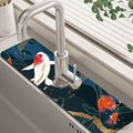 Oriental Japanese Koi Fish Sink Faucet Absorbing Mat Sink Splash Guard Faucet Mat Draining Mat Fast Drying Sink Protectors for Kitchen and Bathroom 5.5"×24" by Unknown