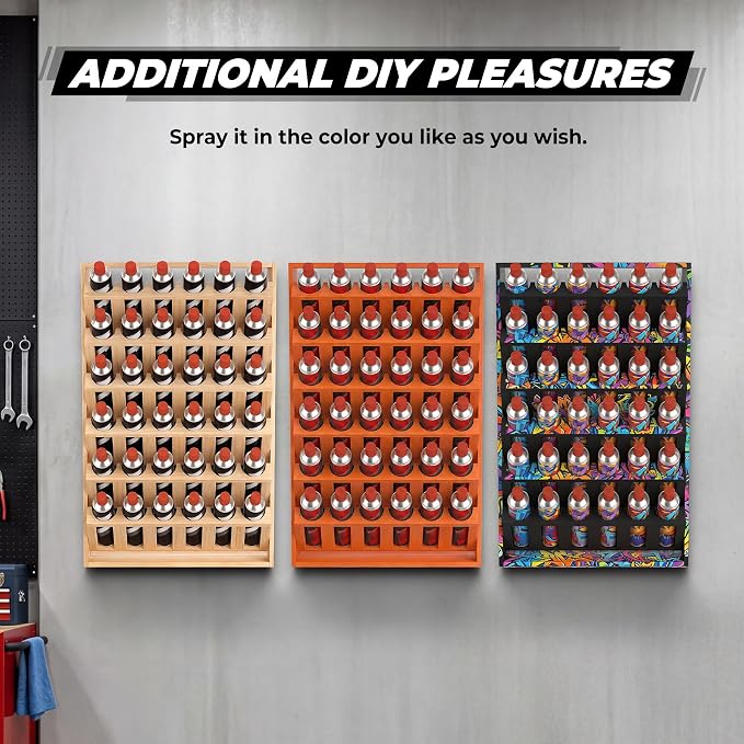 Sidasu Spray Can Storage Rack, 36-Can Wall Mount Spray Can Holder | 6-Tier Design, Wooden Spray Bottle Holder, DIY Paintable, Paint Can Organizer for Garages and Workshops - Image 3