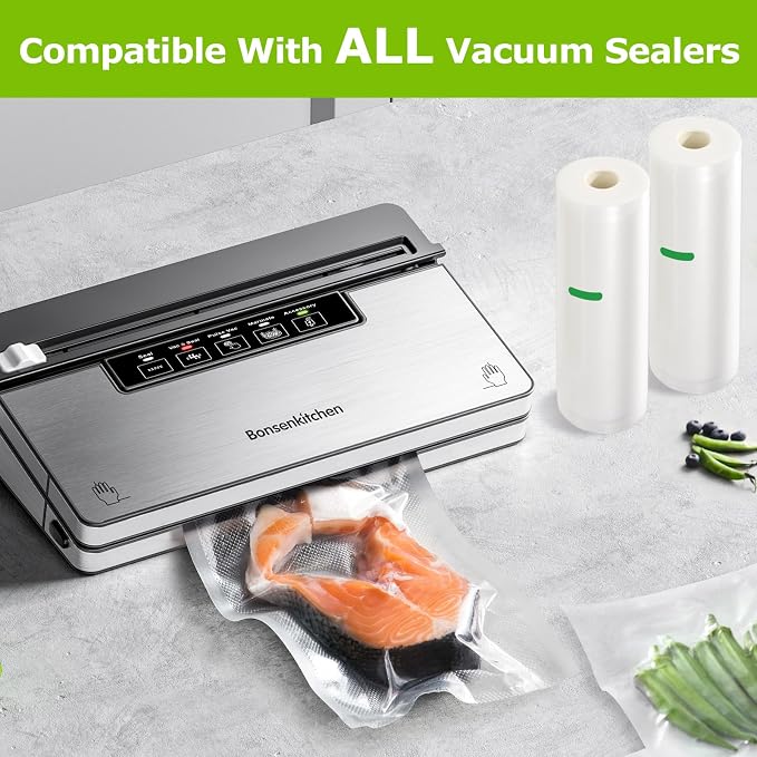 Bonsenkitchen Vacuum Sealer Bags Rolls, 2 Rolls 11 in x 50 ft | Commercial Grade, Heavy Duty, Durable Food Sealer Bags, Seal a Meal, Food Storage & Sous Vide Cooking, BPA Free, VB24 - Image 5