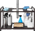 Simple Houseware Under Sink 2-Tier Heavy Duty Expandable Organizer, Bronze | Adjustable Width 15.75–25 Inches with 4 Shelf Height Levels by SimpleHouseware