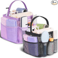 EUDELE 2 Pack Mesh Shower Caddy Portable for College Dorm Room Essentials, Shower Caddy Dorm with 9-Pocket Large Capacity,Shower Bag for Beach,Swimming,Gym All Black+All Pink by EUDELE