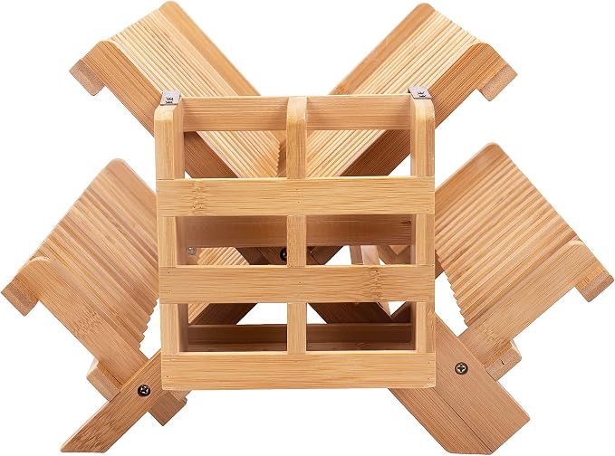 Bamboo Dish Drying Rack, 3-Tier Collapsible Wooden Dish Rack with Utensil Holder, Bamboo Dish Drainer Rack for Kitchen Counter 25pcs | Wooden Dish Drying Rack with Utensil Holder for Kitchen Counter, Large Folding Drying Holder, Dish Drainer - Image 9