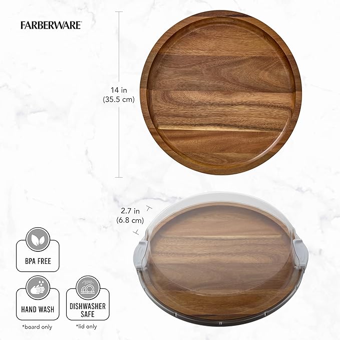 FARBERWARE Build-a-Board Cutting Board with Single Compartment and Clear Locking Lid for Charcuterie, Snacks, and More, Acacia - Image 10