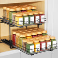 RCHYFEED 2 Tier Pull Out Spice Rack Organizer for Cabinet,11.5"Wx10.5Dx9.5H | Height Adjustable Spice Organization for Cabinet Metal Slide Out Spice Rack Heavy Duty Vertical Spice Rack for Cabinet,Pantry by RCHYFEED
