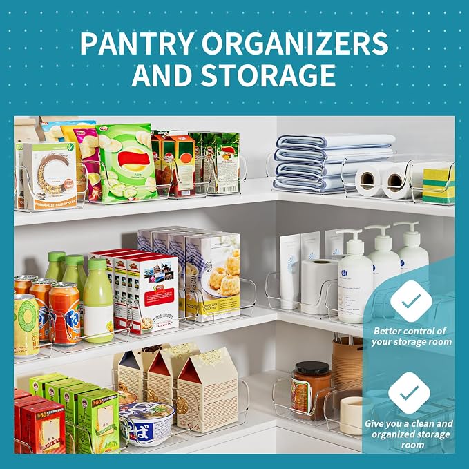 Set of 6 Clear Plastic Storage Bins - The Ultimate Pantry Organizers and Storage Solution for Kitchen, Cabinet, and Refrigerator Organization - Image 4
