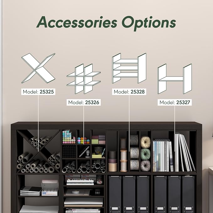 Furinno Cubicle X-Shelf Cube Insert, 3-Shelf Cube Organizer, Dark Oak | 12.9W x 12.9H, Accessory, Fits into Triple Thick Cubes Series, IKEA Kallax, for Organizers and Storage - Image 6