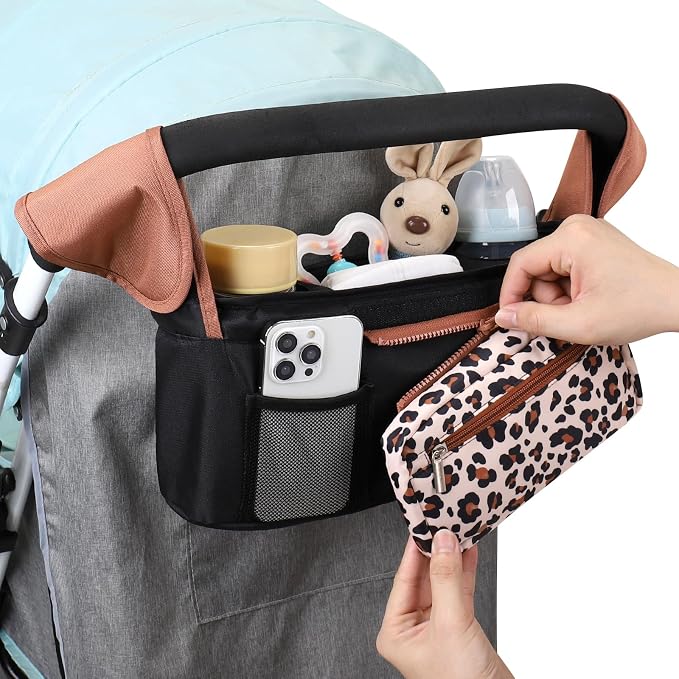 Accmor Universal Stroller Organizer with Insulated Cup Holder Detachable Phone Bag and Shoulder Strap,Stroller Bag Caddy Organizer for Uppababy, Baby Jogger, Britax Strollers - Image 7