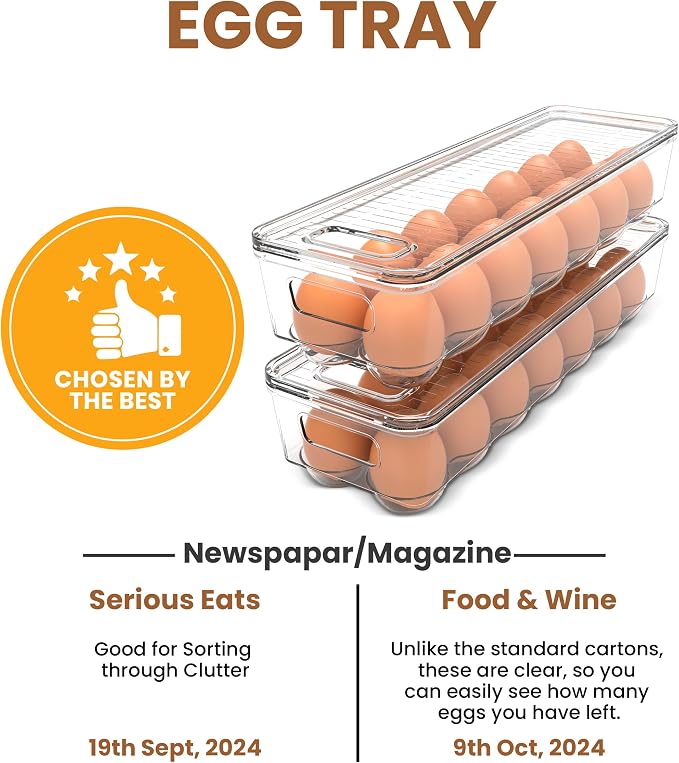 Utopia Home Egg Holder for Fridge, Stackable Egg Container, 2 Pack, Clear | With Lid and Handle, For Refrigerator Organization, Egg Holder For Kitchen or Pantry Organizers and Storage - Image 9