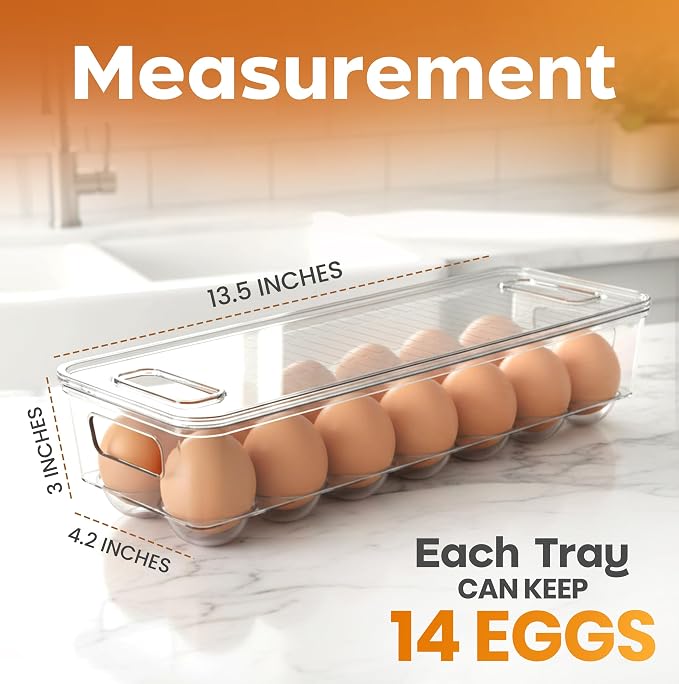 Utopia Home Egg Holder for Fridge, Stackable Egg Container, 2 Pack, Clear | With Lid and Handle, For Refrigerator Organization, Egg Holder For Kitchen or Pantry Organizers and Storage - Image 3