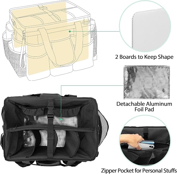 LoDrid Professional Rolling Cleaning Bag with Detachable Trolley, Black | Portable Cleaning Cart with Shoulder Strap for Housekeepers, Patent Design - Image 2