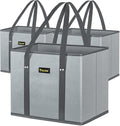 BALEINE 3PK Reusable Grocery Bags, Heavy Duty Shopping Tote Bag | 12'' Long Handles, Reinforced Bottom Keeps Upright, Fold Flat Storage, Water-Resistant Shopping Bag, Multiple Color Options by BALEINE