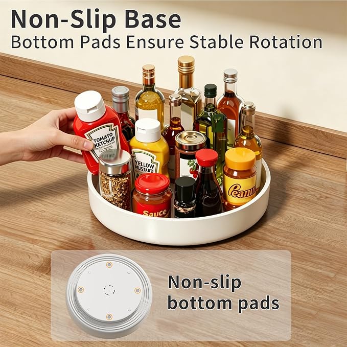 Lazy Susan Organizer Turntable, 11.8" Rotating Spice Rack Organization with Non-Slip Base & Raised Lip, Pantry Organizers and Storage for Cabinet, Kitchen, Bathroom, Countertop, Refrigerator - Image 8