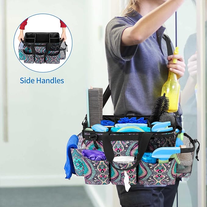 LoDrid Wearable Cleaning Caddy Bag with 4 Foldable Dividers, Totem | Cleaning Supply Organizer with Shoulder Strap and Side Handles for Cleaners & Housekeepers - Image 5