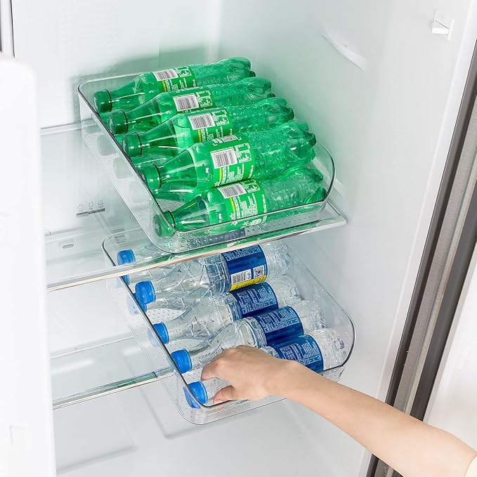 2 Pack Water Bottle Organizer Refrigerator Organizer Bins and Clear Storage Bins for Fridge, Freezer, Cabinet, Cupboard, Pantry Shelf, BPA-Free - Image 5