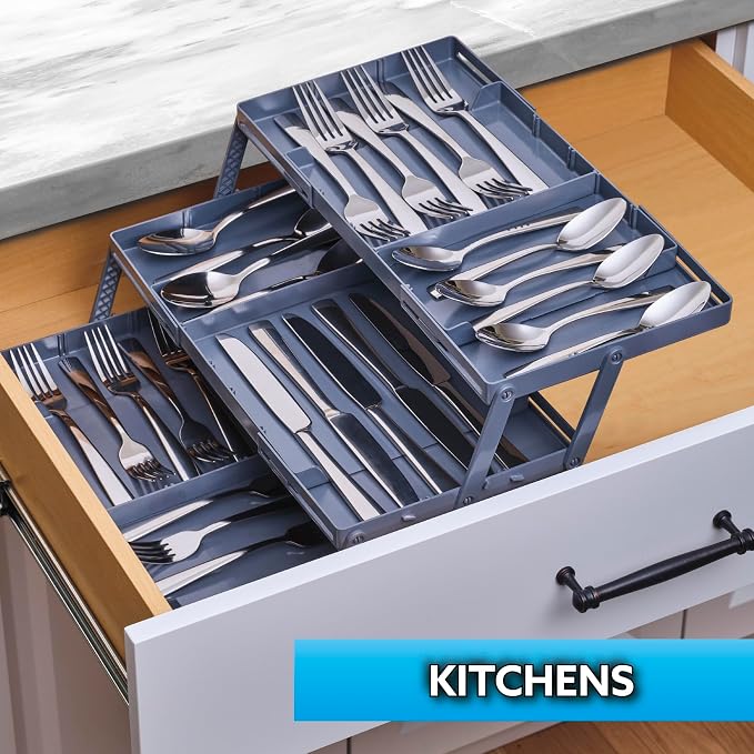 Ontel Smart Drawer Organizer - Multi-level Jewelry Holder, Cosmetics Organizer, or Office Drawer Organizer with Adjustable Dividers for Organization and Storage, Fits Drawers 9.5"W x 7.5"L x 2.75"D - Image 6