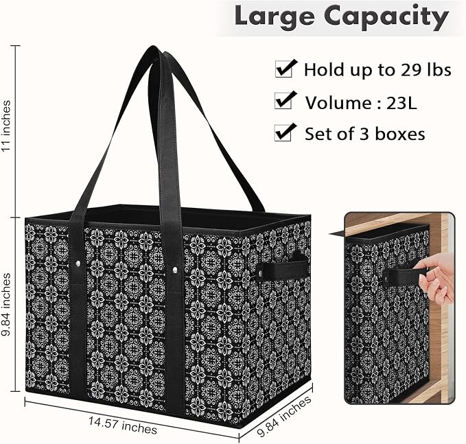 Reusable Grocery Bags 4 Pack, Foldable & Water Resistant Shopping Bags | Large Grocery Tote Bag Water Resistant Shopping Bags Foldable Grocery Bag for Clothes,Shoes and Picnic - Image 5