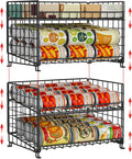 2-Pack Stackable Rack Organizer, Storage for Kitchen Pantry Cabinet, Holders for Food, Multifunctional Dispenser for Snacks Soda by JKsmart