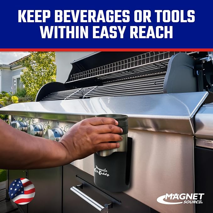 Master Magnetics Magnetic Cup Holder - Caddy for Bottles, Glasses, and Cans - Fits on Fridge, Lawnmower, Forklift, Cart, or Ladder - Heavy-Duty Magnet - Image 3