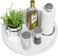 White Lazy Susan for Table, 12 Inch Non-Skid Bamboo Turntable Organizer | Salt Pepper Spices and Olive Oil Next to Stove, Wooden Lazy Susan Organizer for Kitchen Countertop Organizer by VeyFey
