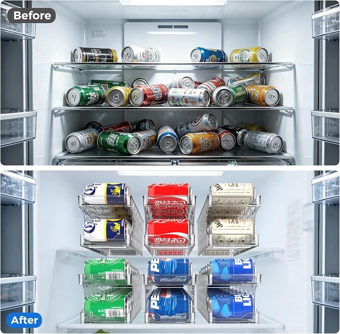 2 Packs FIFO Rolling Soda Can Organizer for Fridge, Holds 10 Cans | Pop Can Organizer for Drink Beer Seltzer Soda Can Dispenser for Refrigerator 11.15oz 12oz Can Holder Storage Pantry Container - Image 6