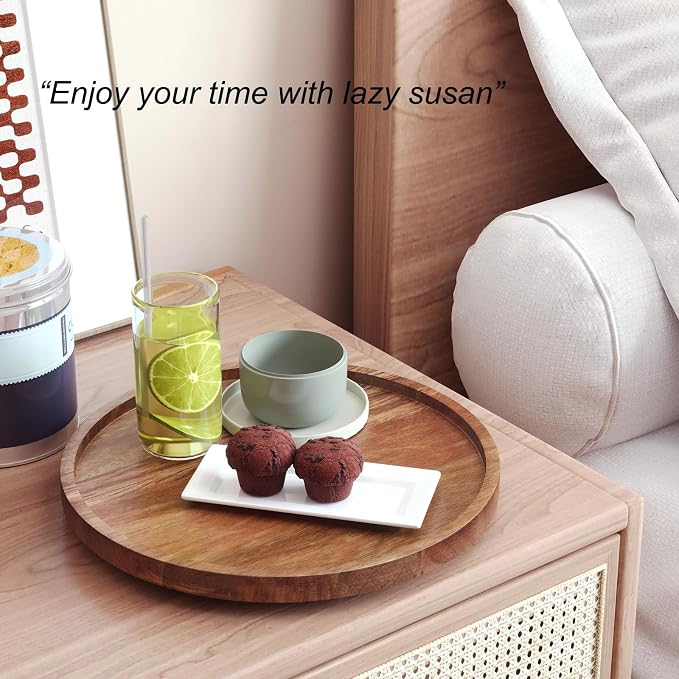 VERTORGAN Lazy Susan Bamboo Organizer for Kitchen,Cabinet(Medium) | 360 Rotating Turntable,Spice Rack,Serving Tray,Pantry Vanity Organizer,Countertop Space-Saver - Image 2
