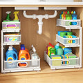 Under Sink Organizer, 3 Tier Pull Out Cabinet Organizer with 5 Adjustable Heights, Metal Under Sink Storage with Sliding Drawers for Kitchen, Bathroom, Pantry and Laundry Room, 2-Pack White by GUUKAR