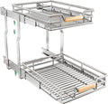 Pull out Cabinet Organizer, 2 Tiers 15"W X 21"D, Heavy Duty Smooth Sliding Under Cabinet Shelves for Pots and Pans, Full-Extension Roll out Drawers, Slide out Organization for Home Kitchen Pantry by Kitstorack