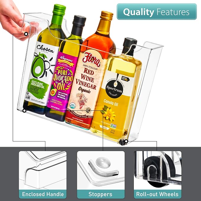 Sorbus Roll Out Bottle Organization Bins - 2 Sizes Pantry Under Sink Organizer with Wheels & Handles - Clear Plastic Organizing Containers for Cleaning Supplies - Kitchen Cabinet Laundry Room Storage - Image 2
