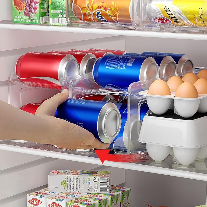 Soda Can Organizer 2Pack, Auto-Roll Dispenser 12oz and Tall Cans | Holds 18 Cans (9 Per Rack), Screwdriver Included, Anti-Slip Rubber Feet, Impact-Resistant Plastic, Fits Most Fridges - Image 3