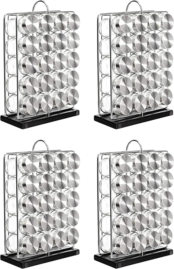 Amazon Basics 20 Jars Spice Organizer Rack, Silver (Pack of 4) by AmazonBasics