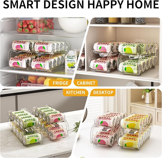 Drink Organizer for Fridge, Soda Can Organizer Dispenser for Refrigerator with Automatic Rolling,Organize Standard Size 11.15oz or 12oz Cans Drink,Save Space for Fridge、Kitchen、countertop - Image 5