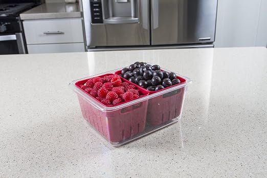 Kitchen Spaces Twin Colander Food Storage Container, Strainer and Fridge Organizer Bin for Fruits and Veggies, Stackable, BPA-Free - Image 5