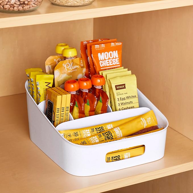 YouCopia ShelfBin Adjustable Snack Bin, BPA-Free Divided Storage Basket for Kitchen Pantry Organization, One Size, Speckled White - Image 5