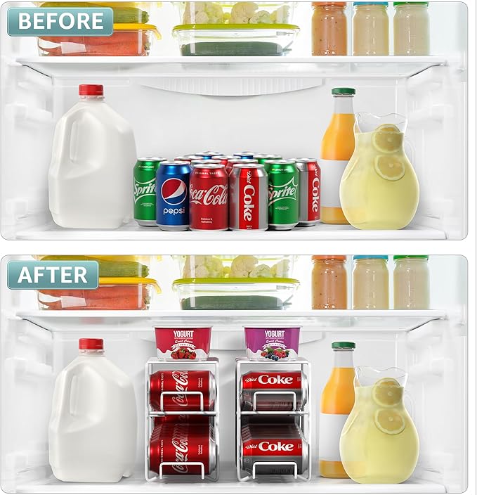 Sorbus Soda Can Rack Beverage Dispenser – Dispenses 12 Standard Size 12oz Soda Cans (White) - Image 6
