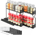 SpaceAid Pull Out Spice Rack Organizer for Cabinet, Heavy Duty Slide Out Seasoning Kitchen Organizer, Cabinet Organizer, with Labels, 5.2" W x10.75 D x10 H, 2 Drawers 2-Tier by SpaceAid