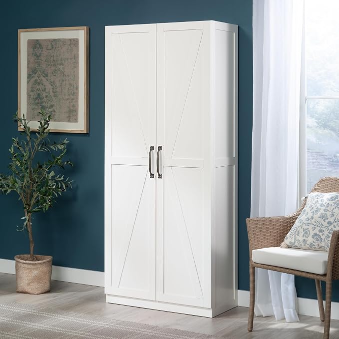 Sauder HomePlus Farmhouse Multipurpose Storage Cabinet Tall Pantry with Adjustable Shelves, in White Finish - Image 2